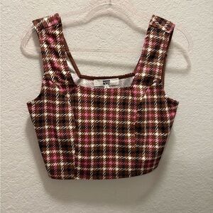Madden NYC Brown and Pink Fitted Crop Tank Top Size L